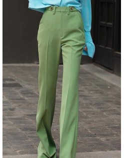 Green High Waist Mopping Trousers Women Fashion Green Slim Long Trouser Streetwear Casual Solid Woman Pants