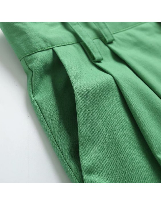 2021 Women Fashion Wide Leg Pants Linen Textured Vintage Loose trousers woman Pants y2k pantalon pour femme