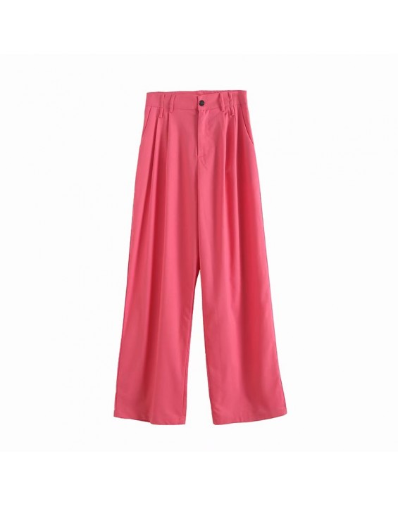 2021 Women Fashion Wide Leg Pants Linen Textured Vintage Loose trousers woman Pants y2k pantalon pour femme