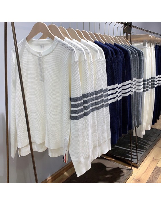 Tide four bars tb waffle temperament sweater jacket knitted sports suit autumn and winter men and women with the same style