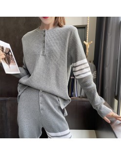 Tide four bars tb waffle temperament sweater jacket knitted sports suit autumn and winter men and women with the same style