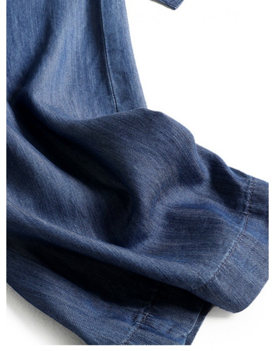 Summer Women's Pants Slim Tencel Denim Wide-leg Pants High Waist Drooping Feeling Loose Ice Silk Casual Mopping Women's Pants