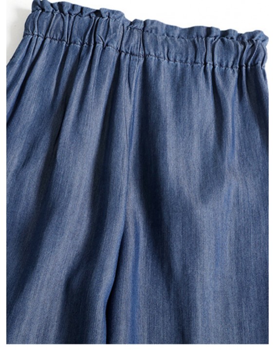 Summer Women's Pants Slim Tencel Denim Wide-leg Pants High Waist Drooping Feeling Loose Ice Silk Casual Mopping Women's Pants