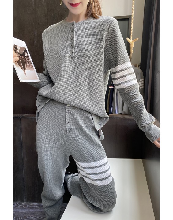 Tide four bars tb waffle temperament sweater jacket knitted sports suit autumn and winter men and women with the same style