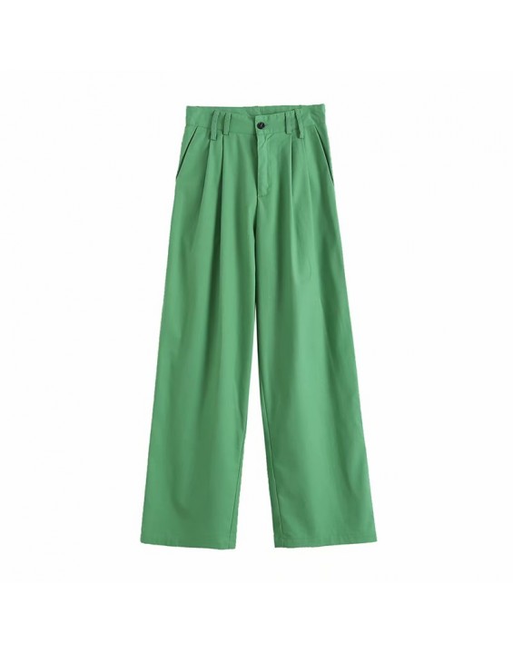 2021 Women Fashion Wide Leg Pants Linen Textured Vintage Loose trousers woman Pants y2k pantalon pour femme