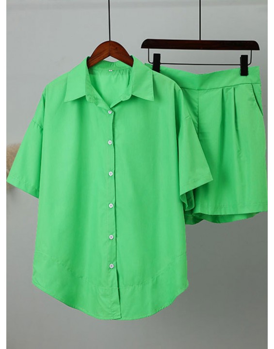 Women's Tracksuit Shirt Shorts Two Piece Set Oversized Short Sleeve Top And Mini Shorts Outfit Female 2022 Summer Lady New Suits