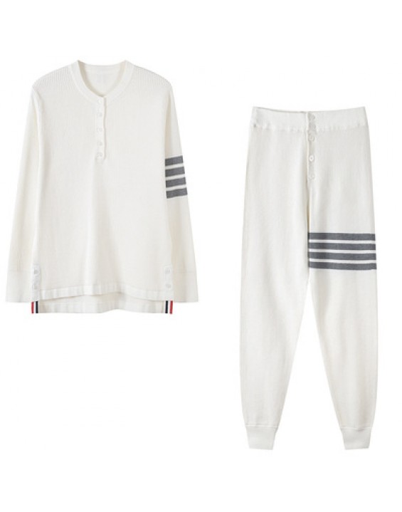 Tide four bars tb waffle temperament sweater jacket knitted sports suit autumn and winter men and women with the same style