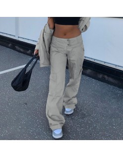 BIIKPIIK Casual Lounge Wear Straight Pants Loose Pockets Zipper Fly Mid-waisted Sweatpants Women's Trousers Solid-color Overalls
