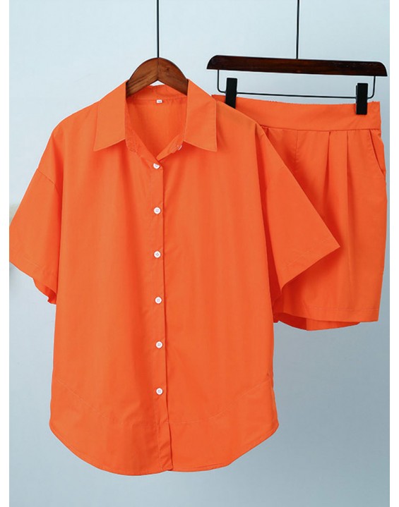 Women's Tracksuit Shirt Shorts Two Piece Set Oversized Short Sleeve Top And Mini Shorts Outfit Female 2022 Summer Lady New Suits