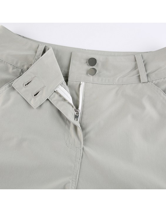 BIIKPIIK Casual Lounge Wear Straight Pants Loose Pockets Zipper Fly Mid-waisted Sweatpants Women's Trousers Solid-color Overalls